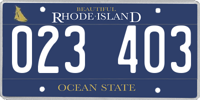 RI license plate 023403
