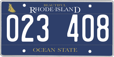RI license plate 023408
