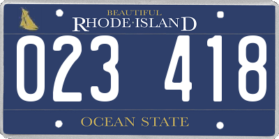 RI license plate 023418