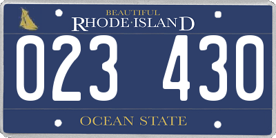 RI license plate 023430