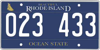 RI license plate 023433