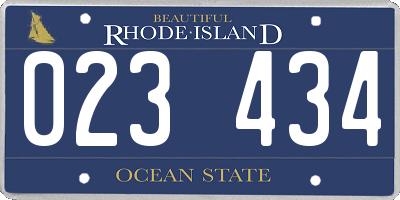RI license plate 023434