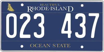 RI license plate 023437