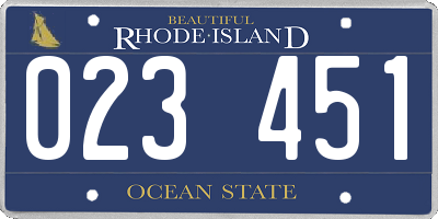 RI license plate 023451