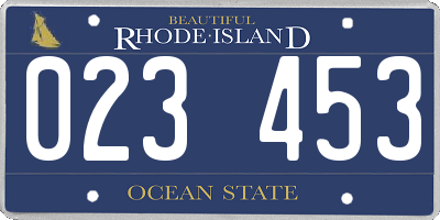 RI license plate 023453