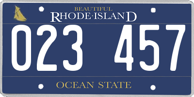 RI license plate 023457