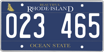 RI license plate 023465