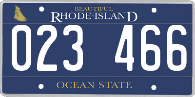 RI license plate 023466