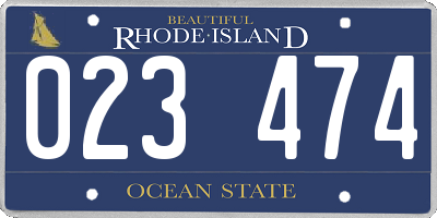 RI license plate 023474