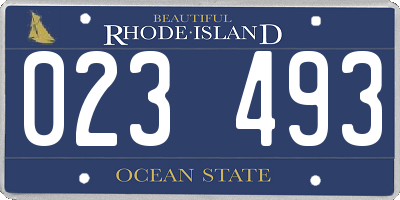 RI license plate 023493