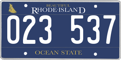 RI license plate 023537