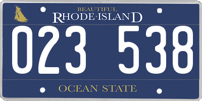 RI license plate 023538