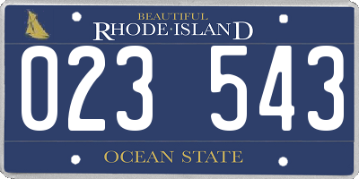 RI license plate 023543