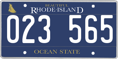 RI license plate 023565