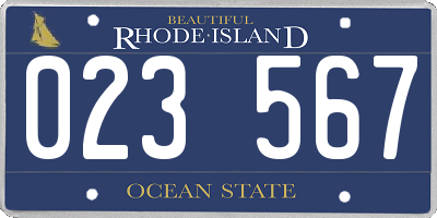 RI license plate 023567