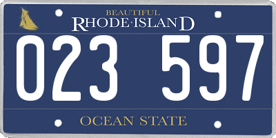 RI license plate 023597