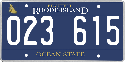 RI license plate 023615