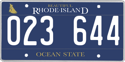 RI license plate 023644