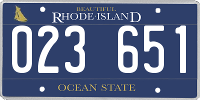 RI license plate 023651