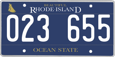 RI license plate 023655