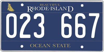RI license plate 023667