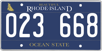 RI license plate 023668
