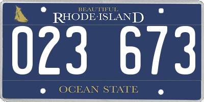 RI license plate 023673
