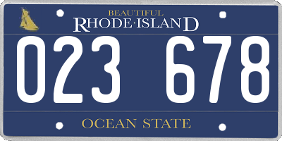 RI license plate 023678