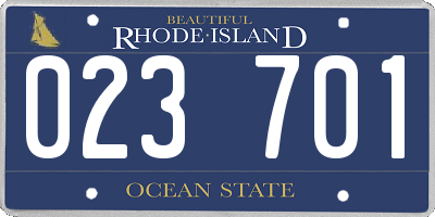 RI license plate 023701