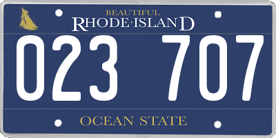 RI license plate 023707