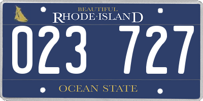 RI license plate 023727
