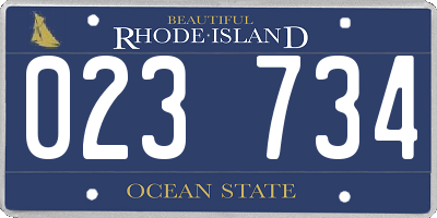 RI license plate 023734