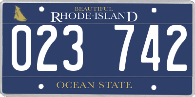 RI license plate 023742