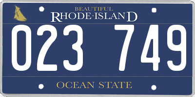 RI license plate 023749