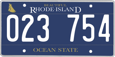 RI license plate 023754