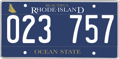 RI license plate 023757