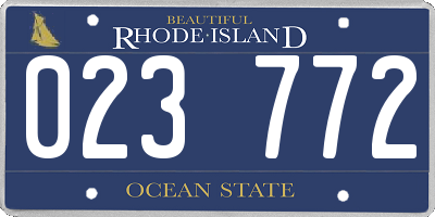 RI license plate 023772