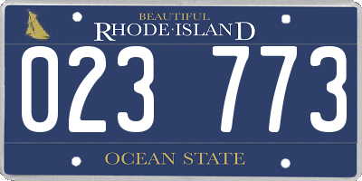 RI license plate 023773