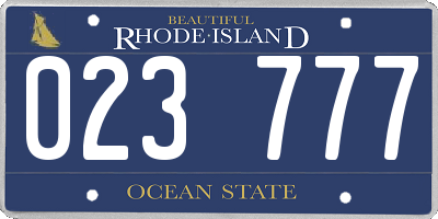 RI license plate 023777