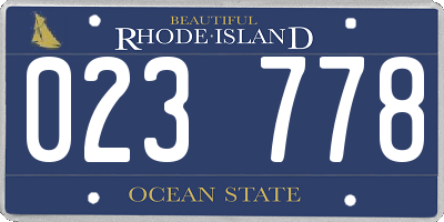 RI license plate 023778