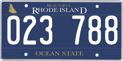 RI license plate 023788