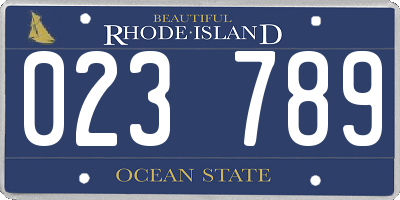 RI license plate 023789