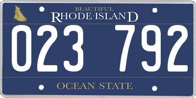RI license plate 023792