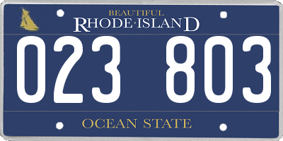 RI license plate 023803