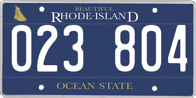 RI license plate 023804