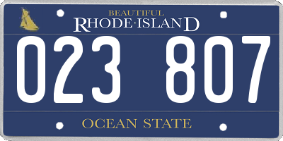 RI license plate 023807