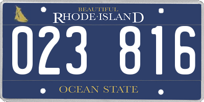 RI license plate 023816