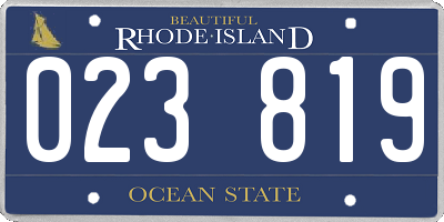 RI license plate 023819
