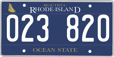 RI license plate 023820