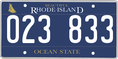RI license plate 023833